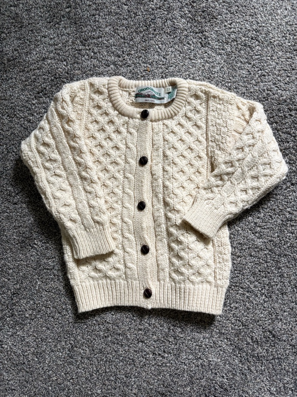 Children’s Aran Crafts 100% Merino Wool Sweater Cream 4-5 Years